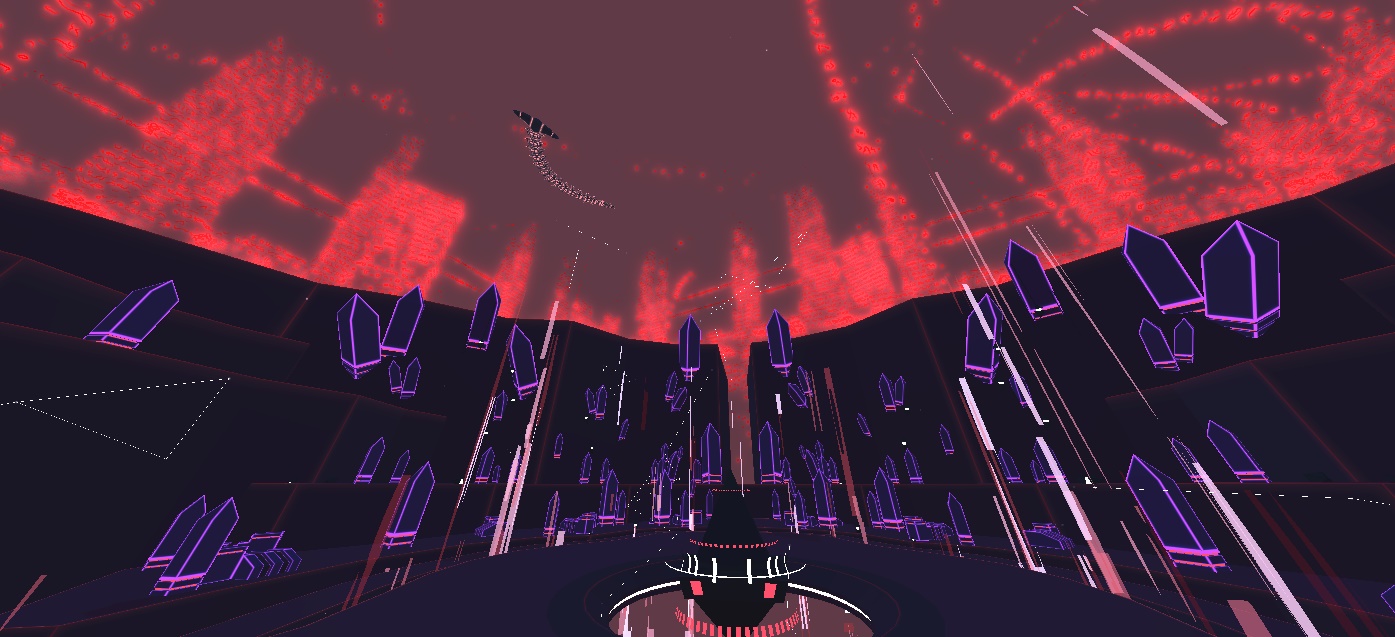 Slightly less dizzying digital landscape, the crystals are glowing purple now.